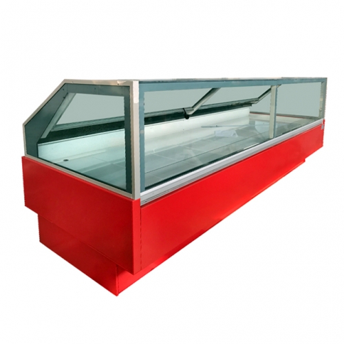 Supermarket Deli Display Fridge Curved Glass Meat Display Chiller